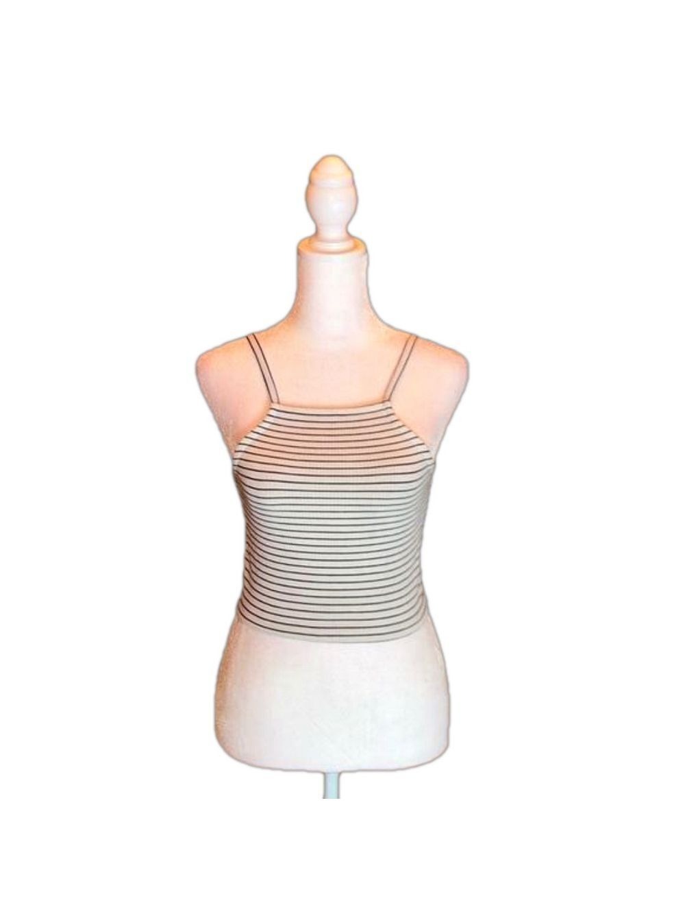 TOPSHOP PETITE Gray with Black Stripes Crop Tank Top Size 0